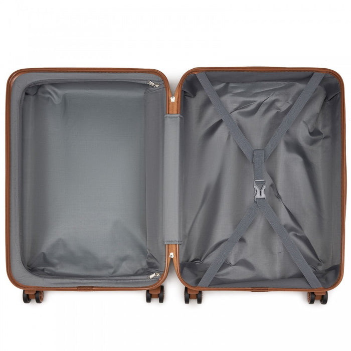 3-Piece ABS Sculpted Horizontal Design Suitcase Set – Green and Brown
