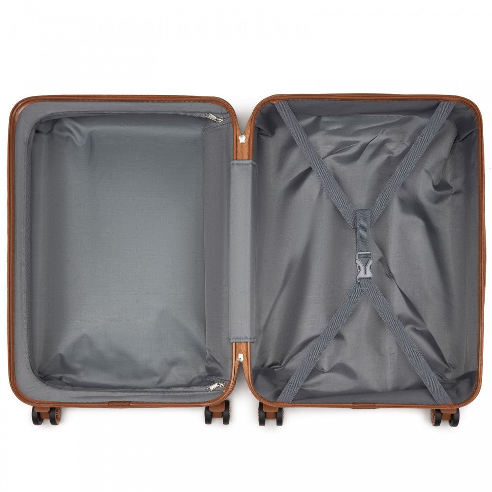 4-Piece ABS Sculpted Horizontal Design Suitcase Set with Vanity Case – Green and Brown