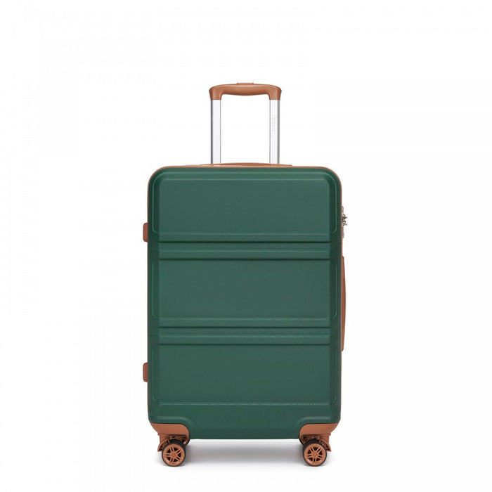ABS Sculpted Horizontal Design Suitcase – 24-Inch – Green and Brown