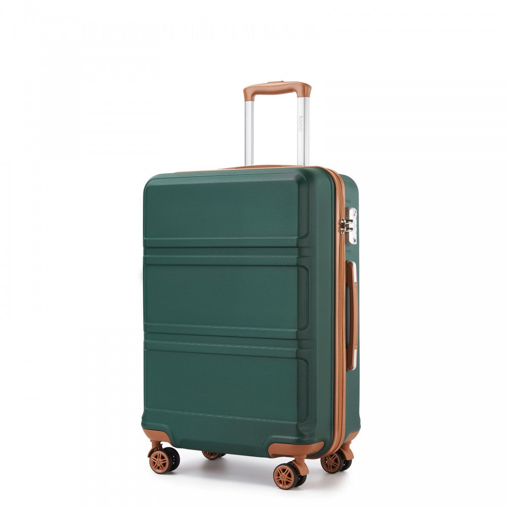 3-Piece ABS Sculpted Horizontal Design Suitcase Set – Green and Brown