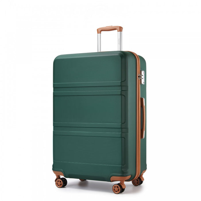 ABS Sculpted Horizontal Design Suitcase – 28-Inch – Green and Brown