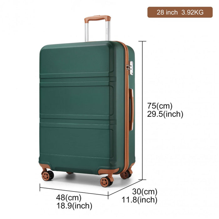 ABS Sculpted Horizontal Design Suitcase – 28-Inch – Green and Brown