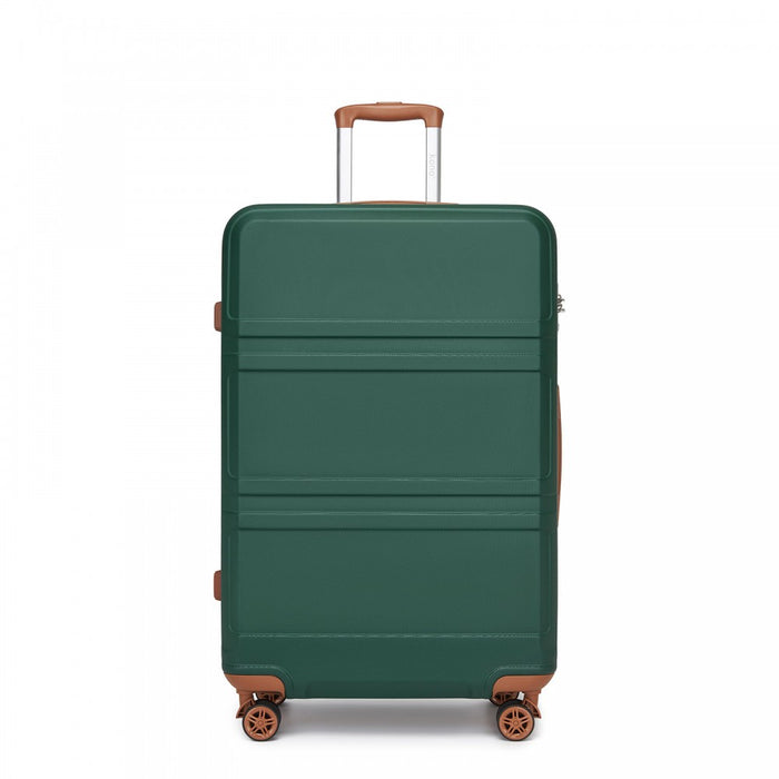 ABS Sculpted Horizontal Design Suitcase – 28-Inch – Green and Brown