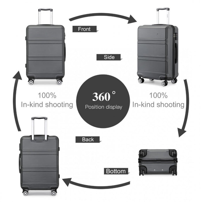 ABS Sculpted Horizontal Design Cabin Luggage – 20-Inch – Grey