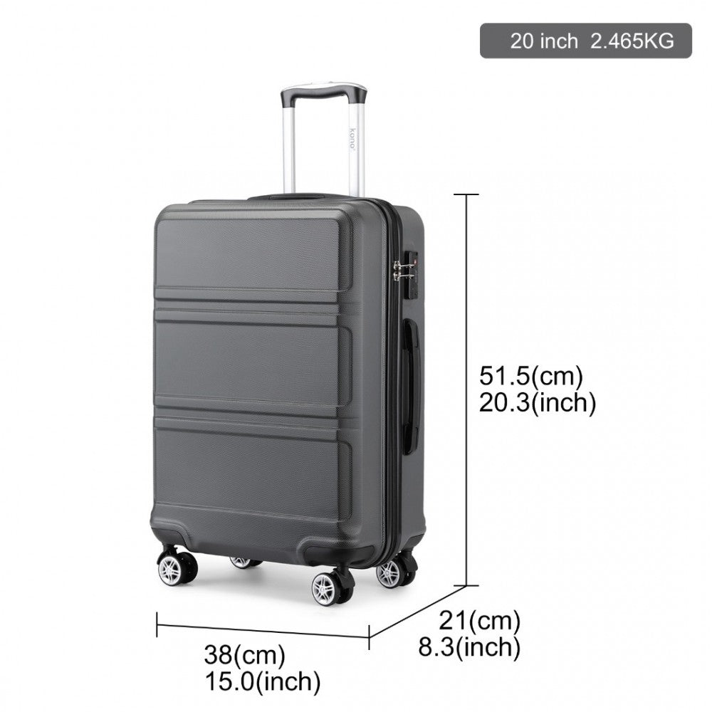 ABS Sculpted Horizontal Design Cabin Luggage – 20-Inch – Grey
