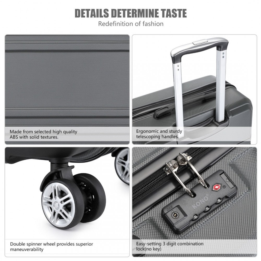 ABS Sculpted Horizontal Design Suitcase – 24-Inch – Grey