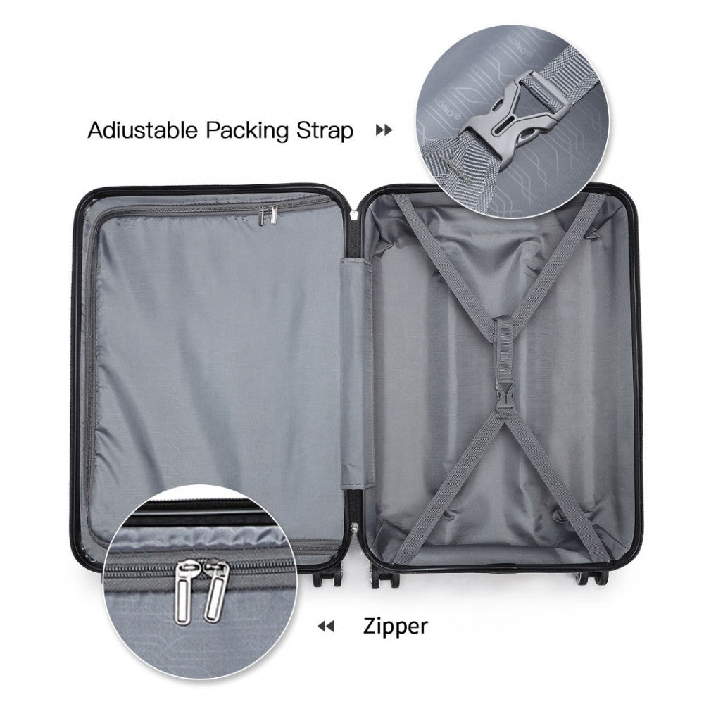 ABS Sculpted Horizontal Design Cabin Luggage – 20-Inch – Grey