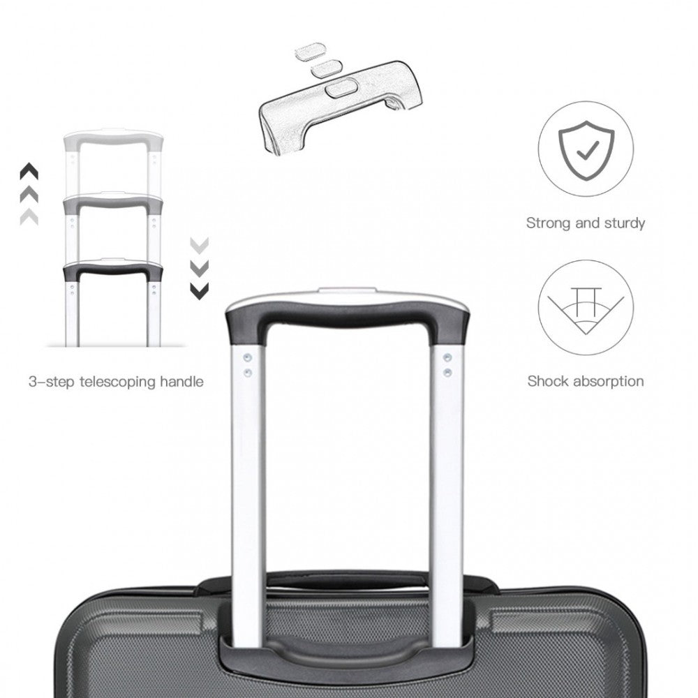 ABS Sculpted Horizontal Design Suitcase – 24-Inch – Grey
