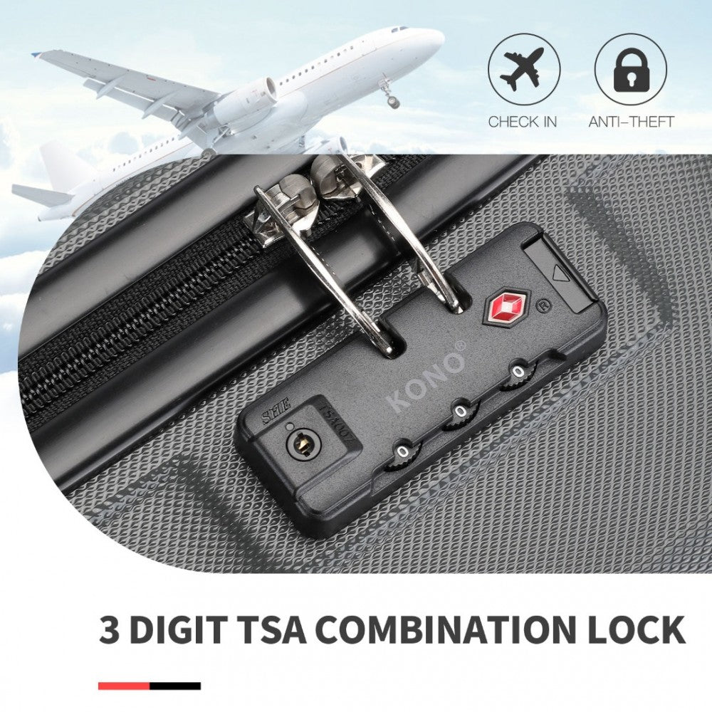 ABS Sculpted Horizontal Design Cabin Luggage – 20-Inch – Grey