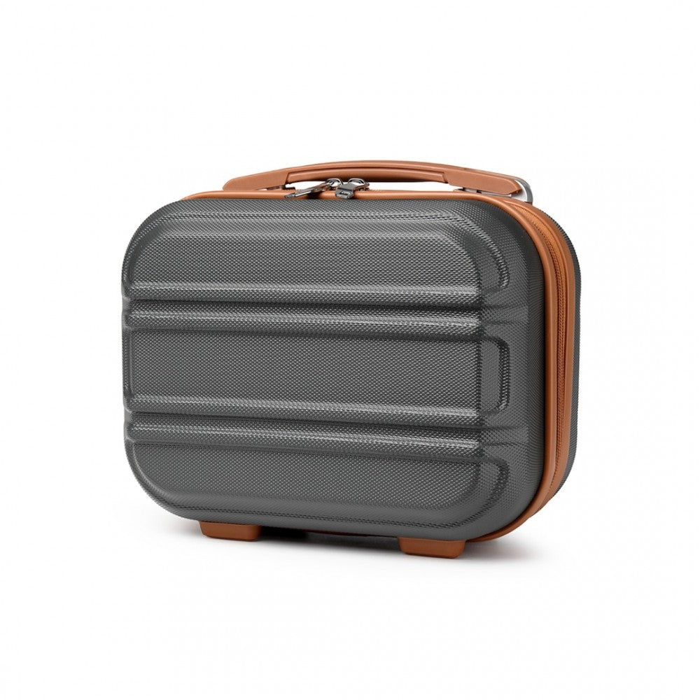 Lightweight ABS Hard Shell Vanity Case – 12-Inch – Grey and Brown