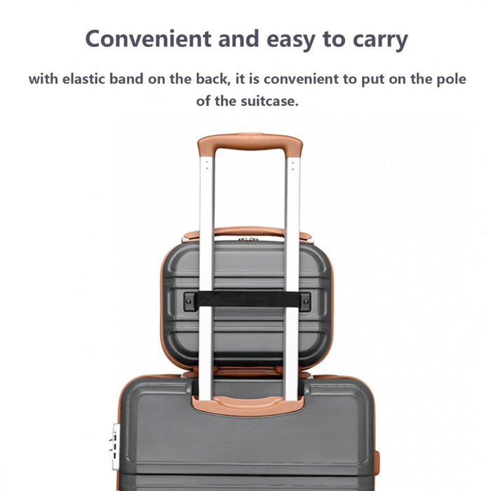 Lightweight ABS Hard Shell Vanity Case – 12-Inch – Grey and Brown