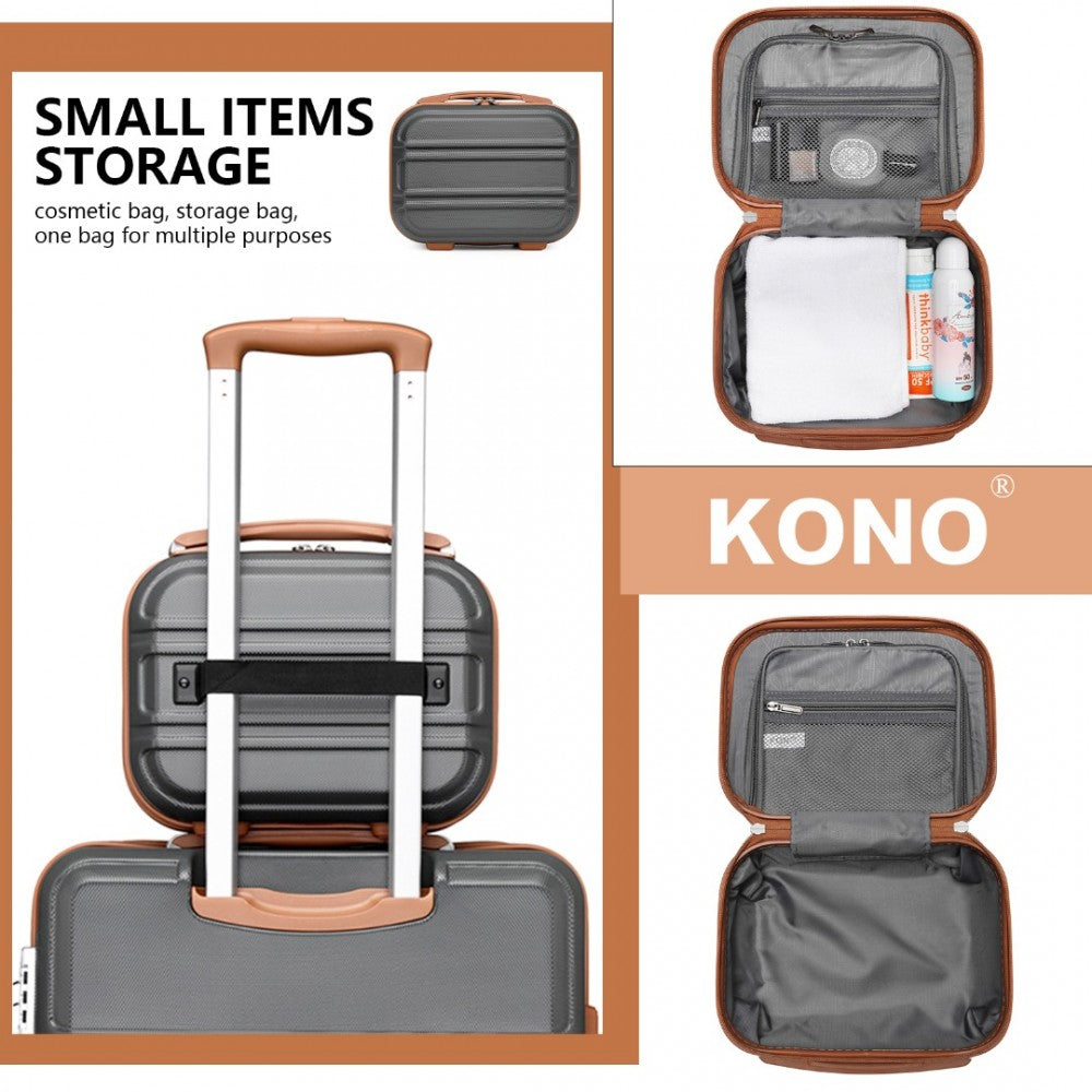 Lightweight ABS Hard Shell Vanity Case – 12-Inch – Grey and Brown