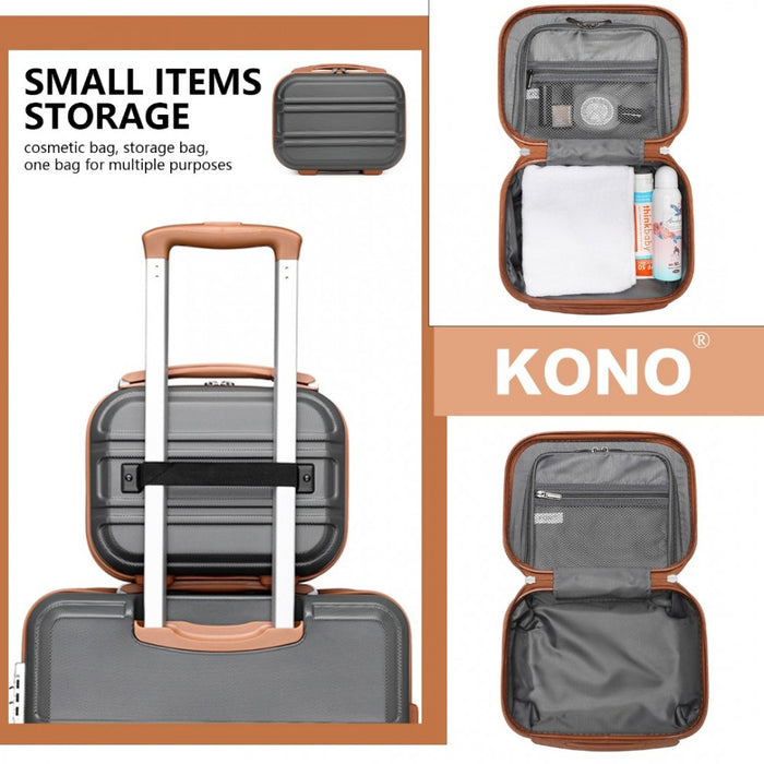 Lightweight ABS Hard Shell Vanity Case – 12-Inch – Grey and Brown