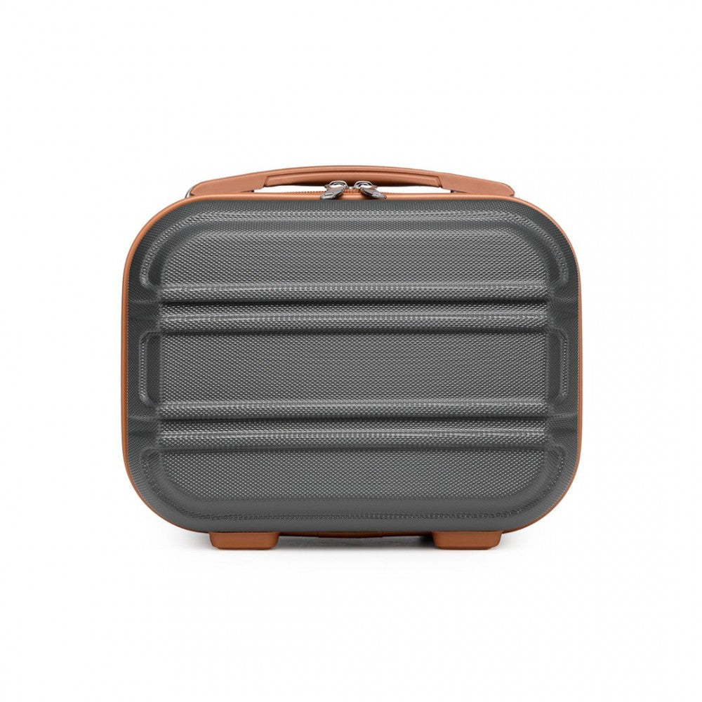 Lightweight ABS Hard Shell Vanity Case – 12-Inch – Grey and Brown