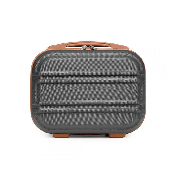 Lightweight ABS Hard Shell Vanity Case – 12-Inch – Grey and Brown