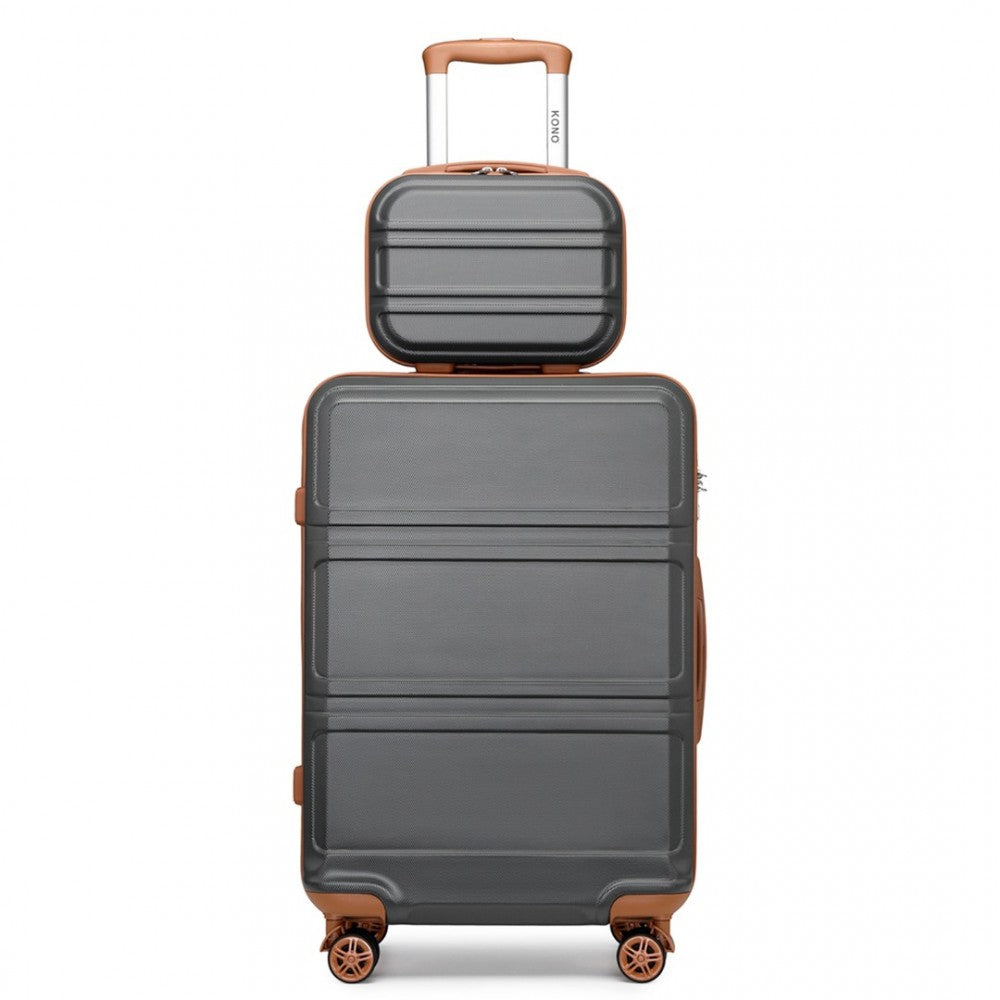 ABS 4 Wheel Suitcase Set with Vanity Case – Grey and Brown