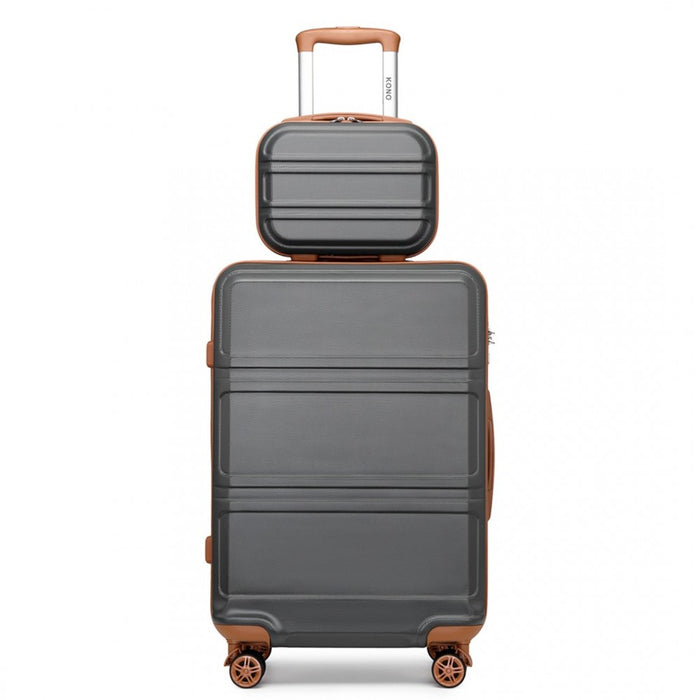 ABS 4 Wheel Suitcase Set with Vanity Case – Grey and Brown