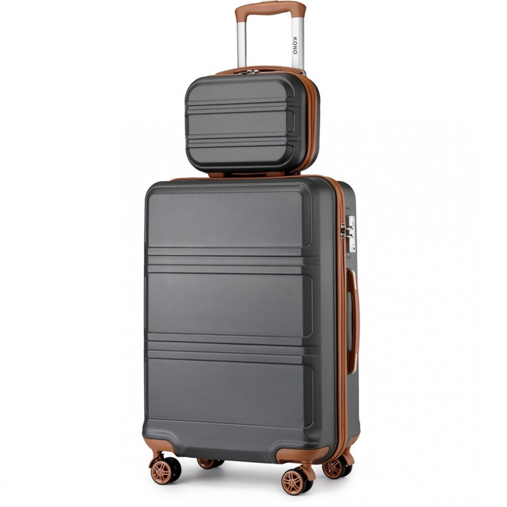 ABS 4 Wheel Suitcase Set with Vanity Case – Grey and Brown