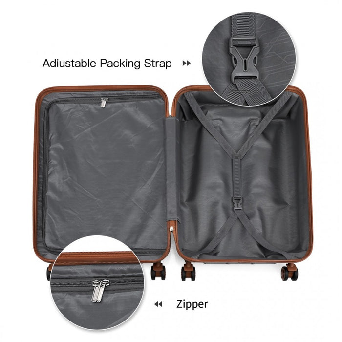 ABS 4 Wheel Suitcase Set with Vanity Case – Grey and Brown