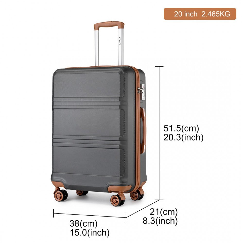 ABS Sculpted Horizontal Design Cabin Luggage – 20-Inch – Grey and Brown