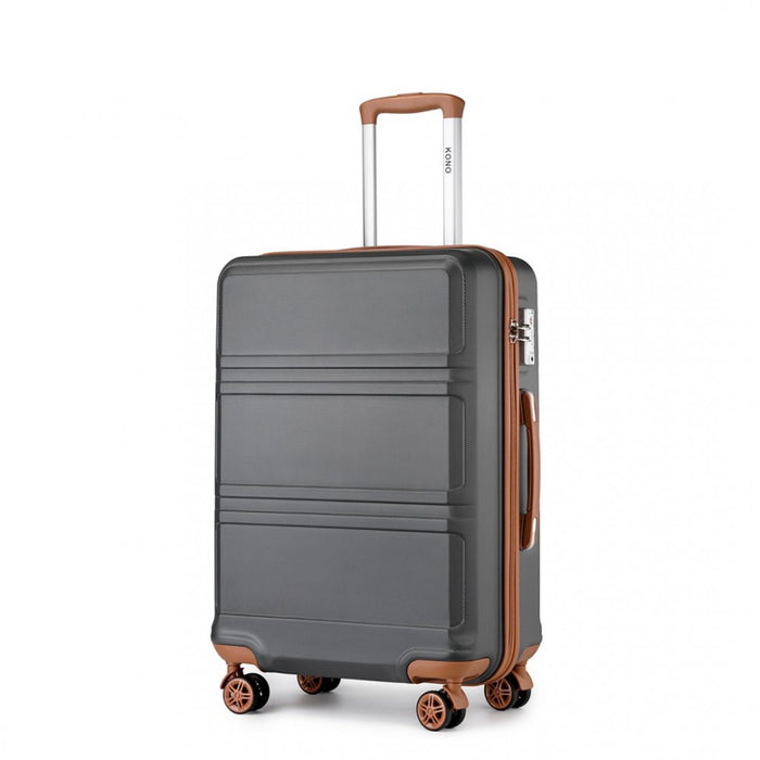 ABS Sculpted Horizontal Design Cabin Luggage – 20-Inch – Grey and Brown