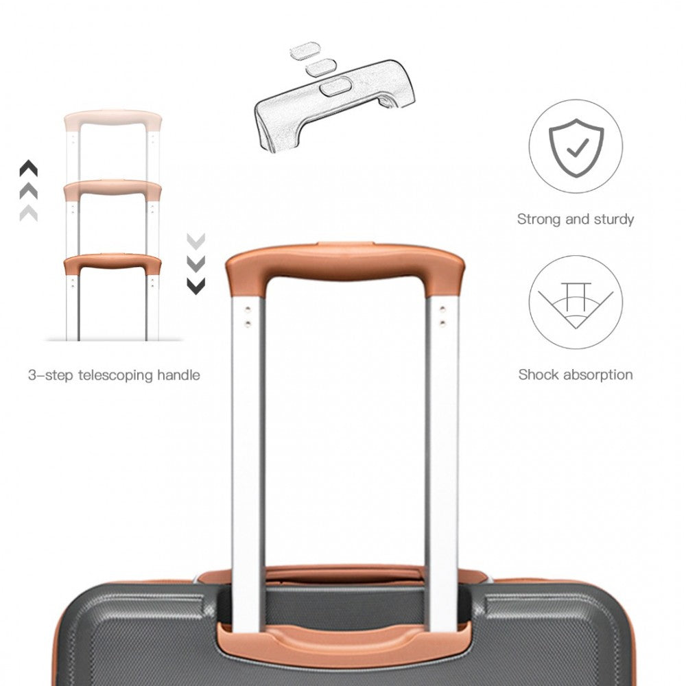 ABS Sculpted Horizontal Design Suitcase – 24-Inch – Grey and Brown