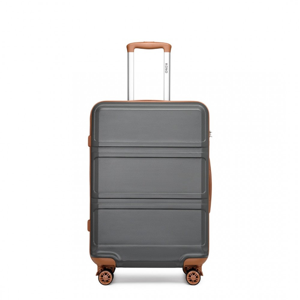 ABS Sculpted Horizontal Design Cabin Luggage – 20-Inch – Grey and Brown