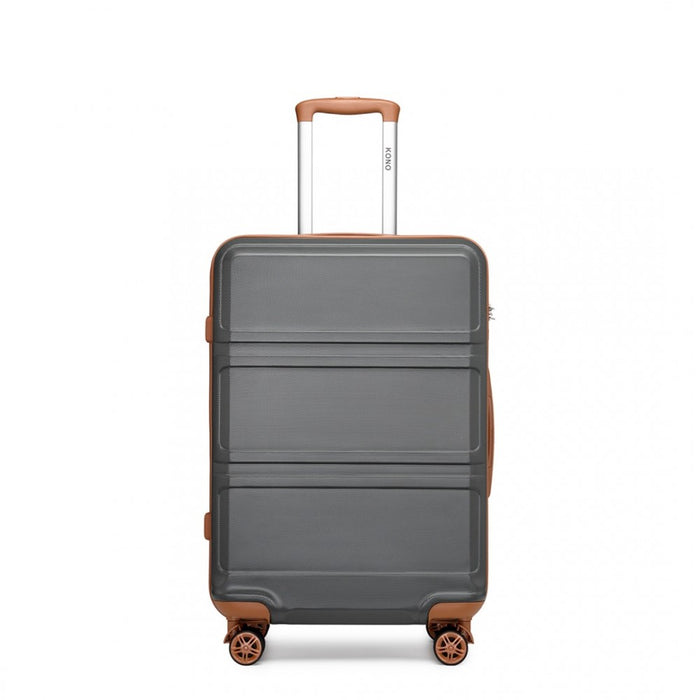 ABS Sculpted Horizontal Design Cabin Luggage – 20-Inch – Grey and Brown