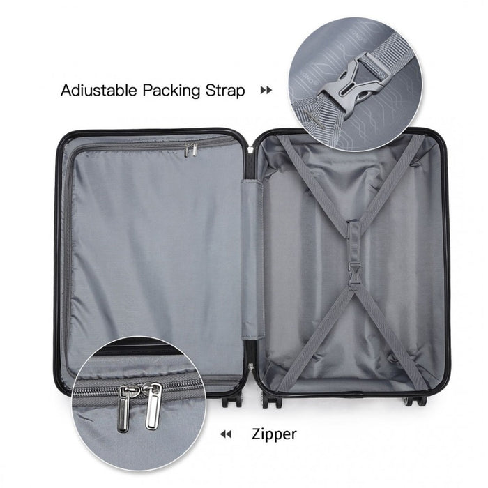 ABS 4 Wheel Suitcase Set with Vanity Case, Weekend Bag and Toiletry Bag – Pink