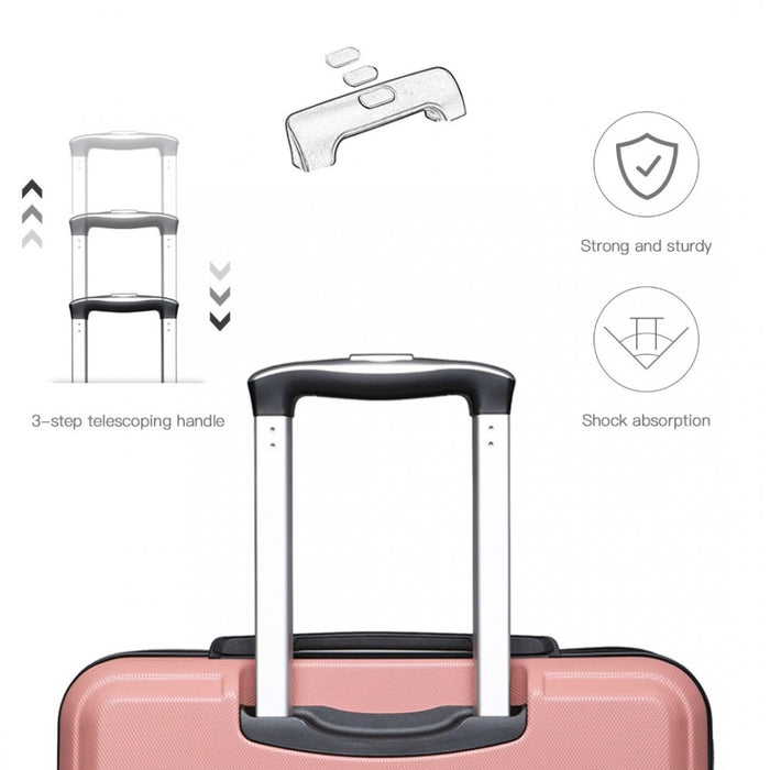 ABS 4 Wheel Suitcase Set with Vanity Case, Weekend Bag and Toiletry Bag – Pink
