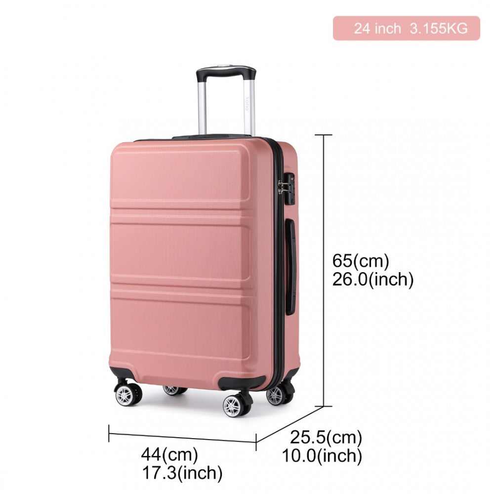 ABS Sculpted Horizontal Design Suitcase – 24-Inch – Nude