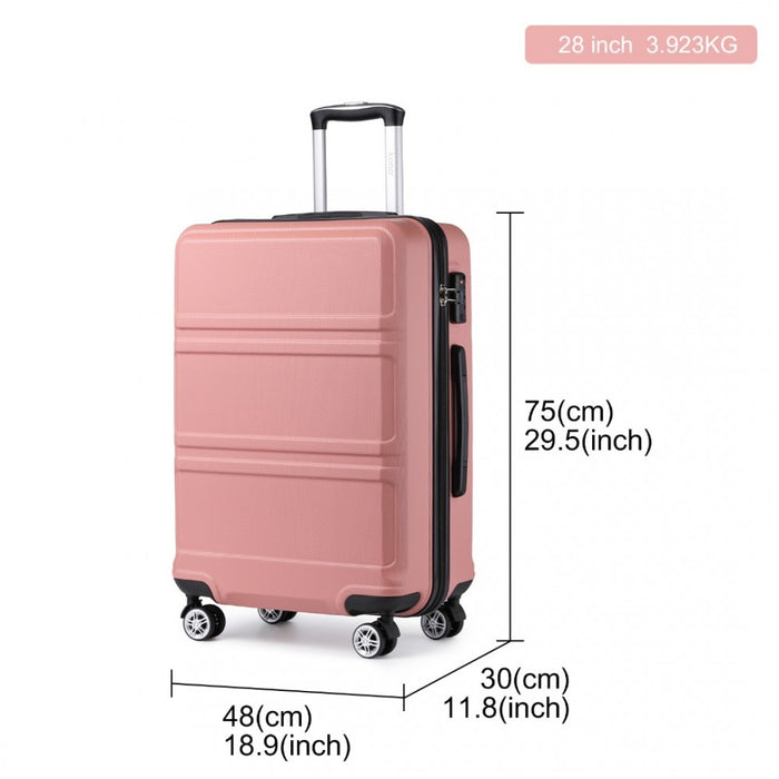 ABS Sculpted Horizontal Design Suitcase – 28-Inch – Nude