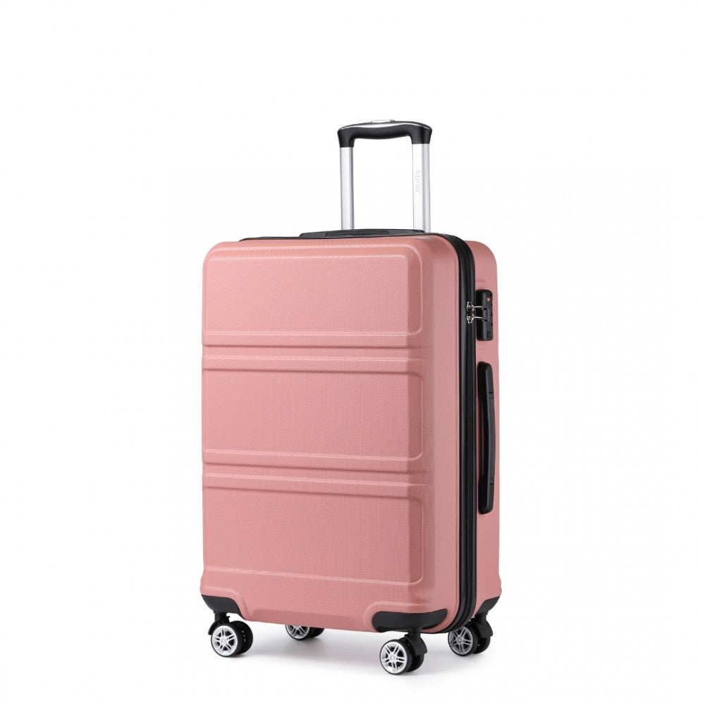 ABS Sculpted Horizontal Design Suitcase – 28-Inch – Nude