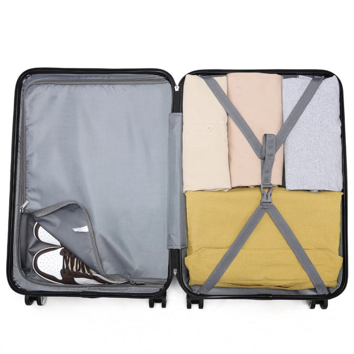 ABS Sculpted Horizontal Design Suitcase – 28-Inch – Nude