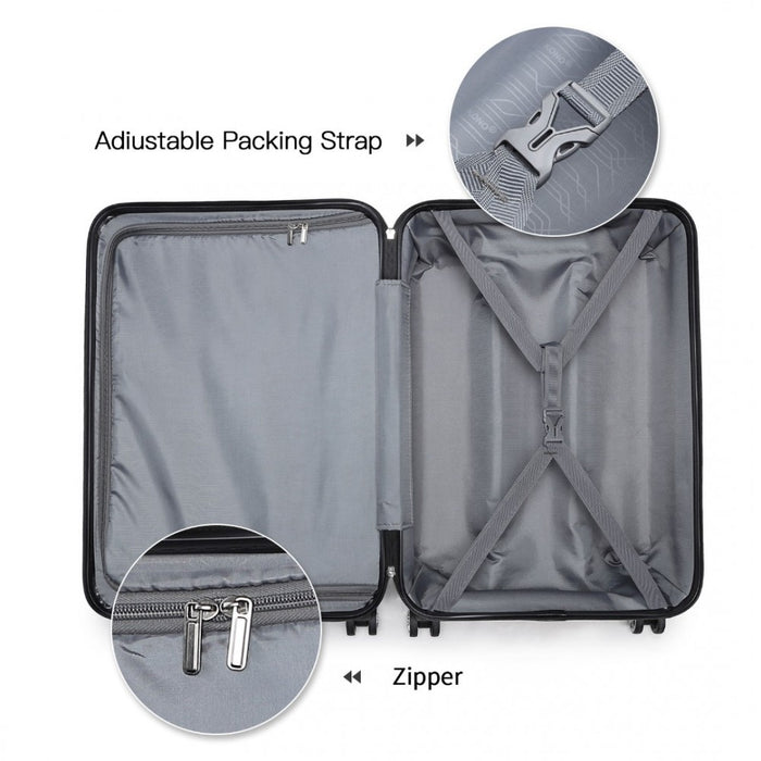 ABS Sculpted Horizontal Design Suitcase – 24-Inch – Nude