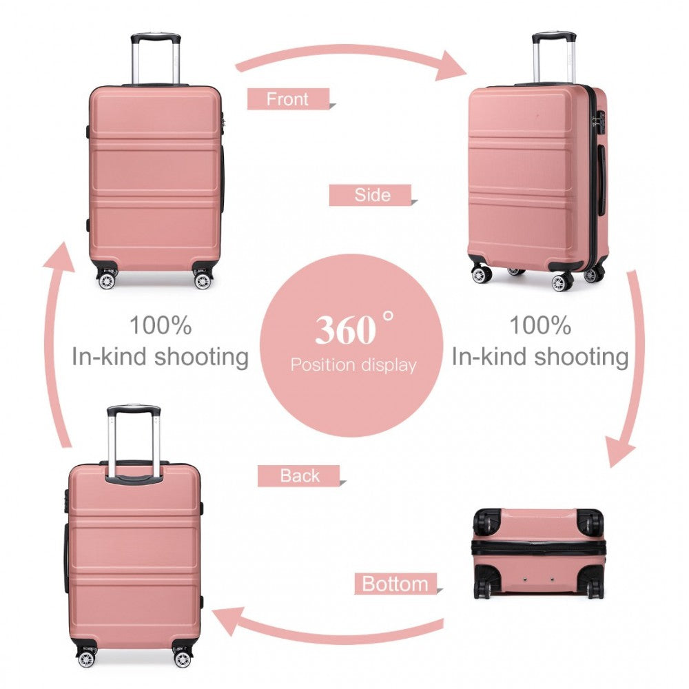 ABS Sculpted Horizontal Design Suitcase – 24-Inch – Nude