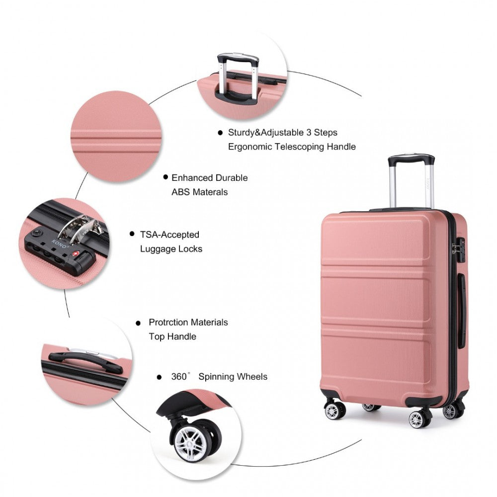 ABS Sculpted Horizontal Design Suitcase – 24-Inch – Nude