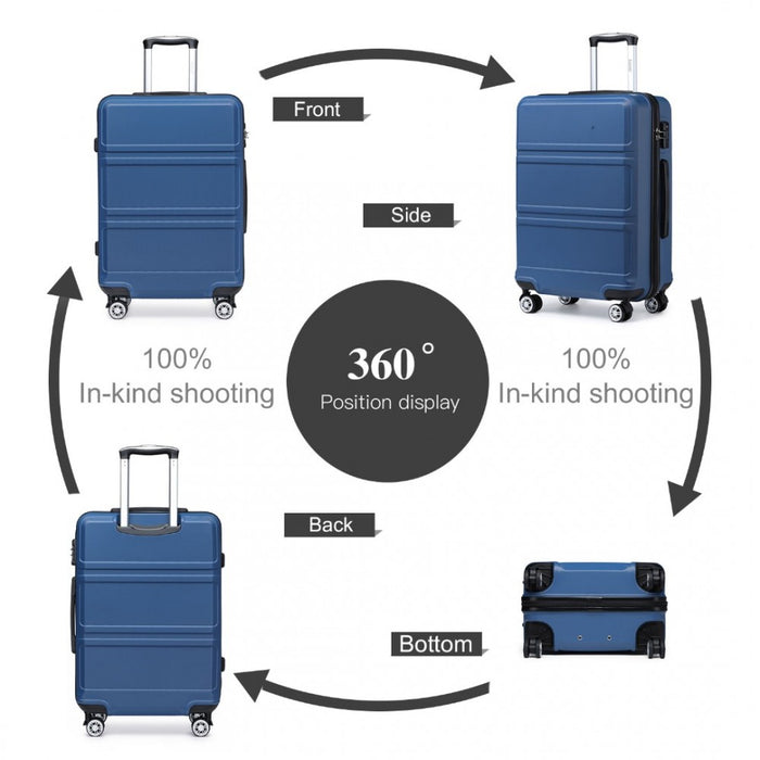 ABS Sculpted Horizontal Design Suitcase – 24-Inch – Navy Blue