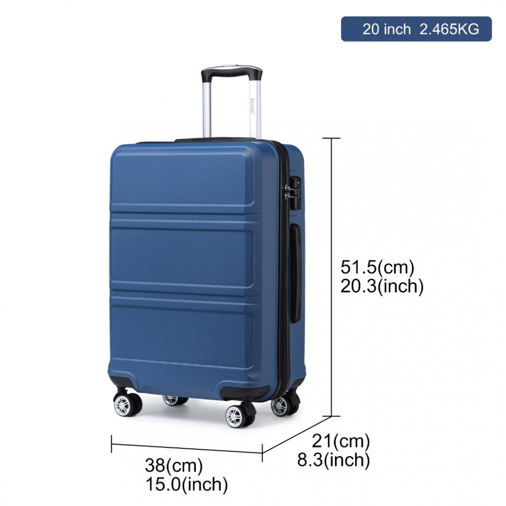 ABS Sculpted Horizontal Design Cabin Luggage – 20-Inch – Navy Blue