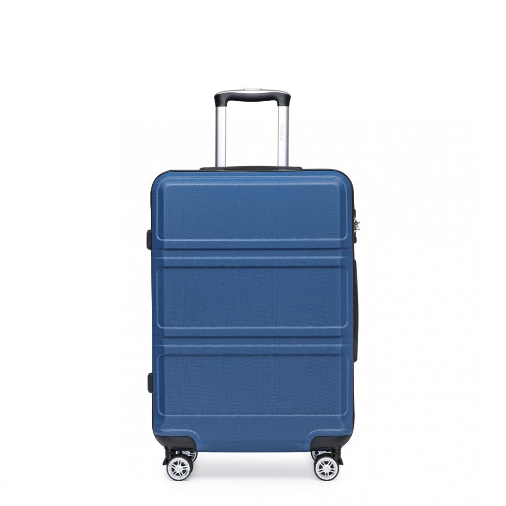 ABS Sculpted Horizontal Design Cabin Luggage – 20-Inch – Navy Blue