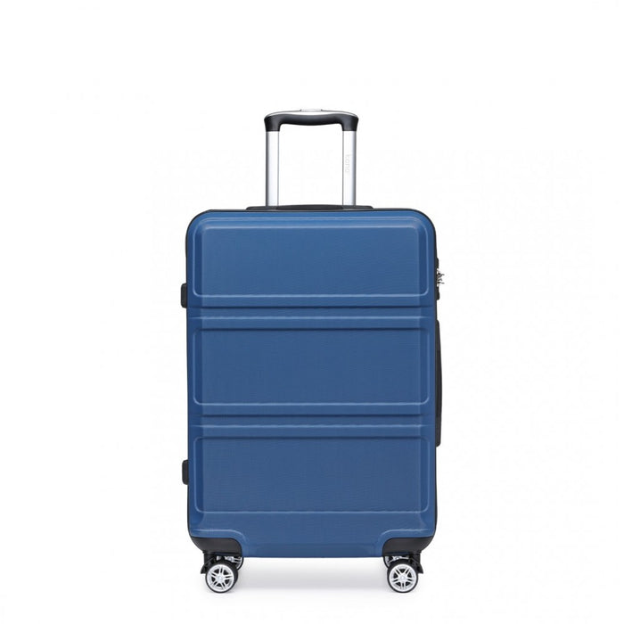 ABS Sculpted Horizontal Design Suitcase – 24-Inch – Navy Blue