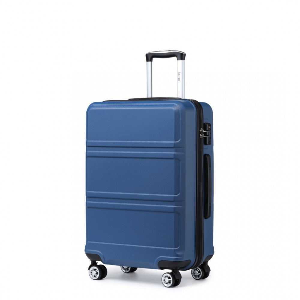 ABS Sculpted Horizontal Design Suitcase – 24-Inch – Navy Blue