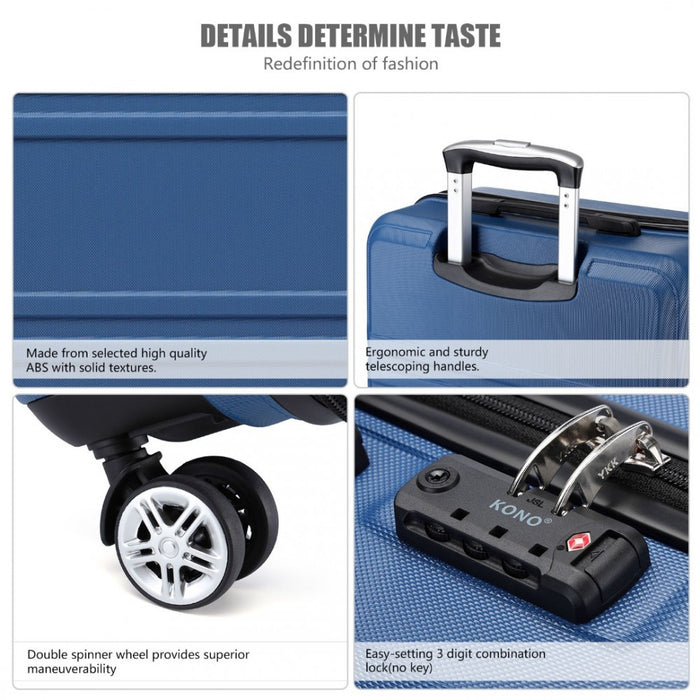 ABS Sculpted Horizontal Design Cabin Luggage – 20-Inch – Navy Blue