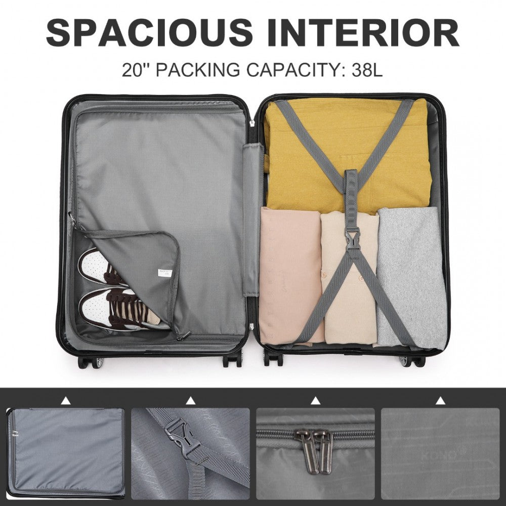 3-Piece ABS Sculpted Horizontal Design Suitcase Set – Navy Blue