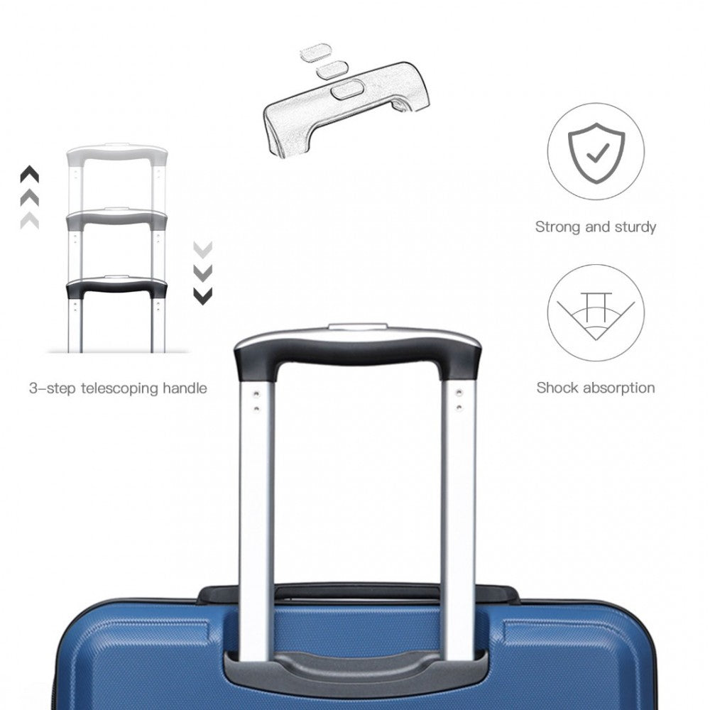 3-Piece ABS Sculpted Horizontal Design Suitcase Set – Navy Blue
