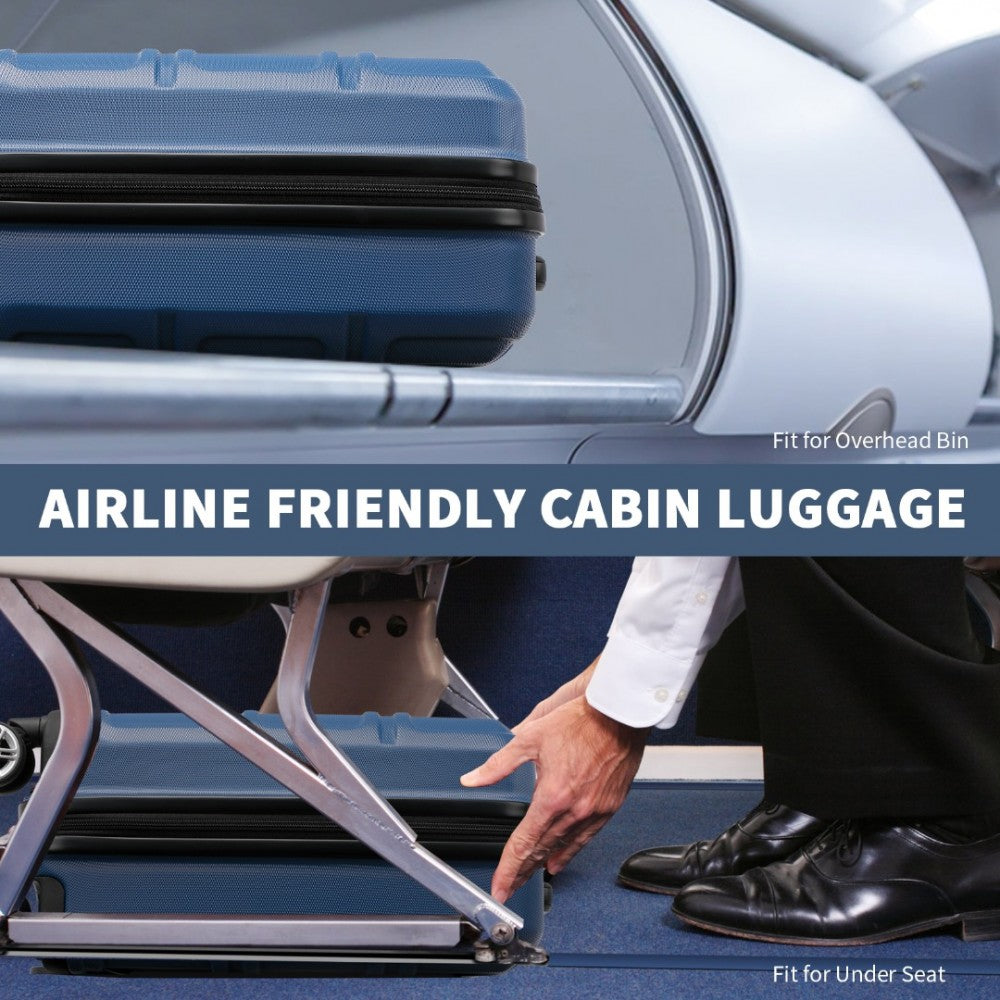 ABS Sculpted Horizontal Design Cabin Luggage – 16-Inch – Navy