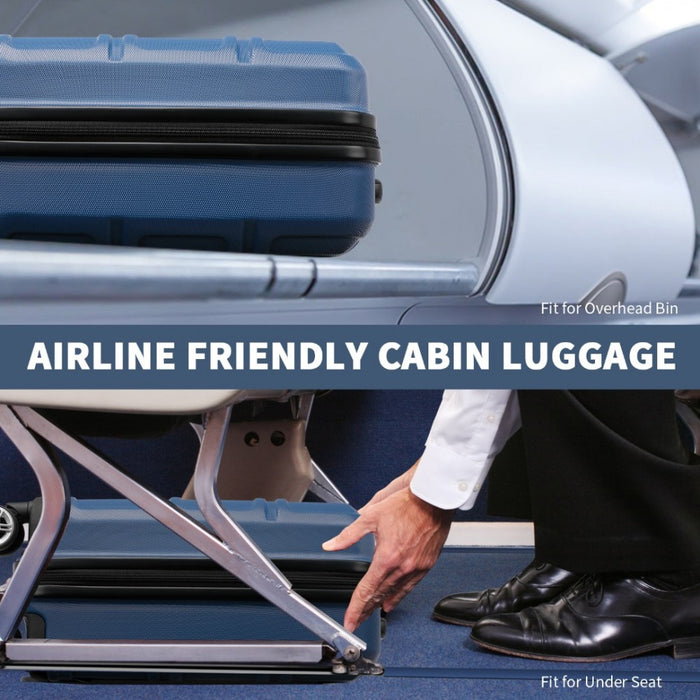ABS Sculpted Horizontal Design Cabin Luggage – 16-Inch – Navy