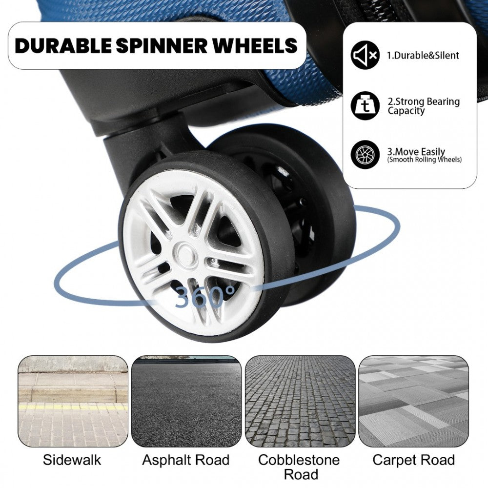 ABS Sculpted Horizontal Design Cabin Luggage – 16-Inch – Navy