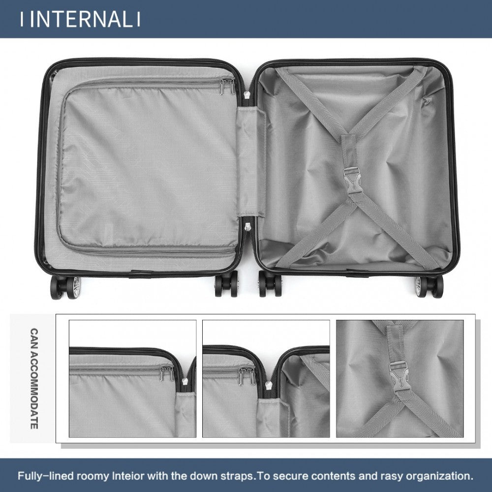 ABS Sculpted Horizontal Design Cabin Luggage – 16-Inch – Navy