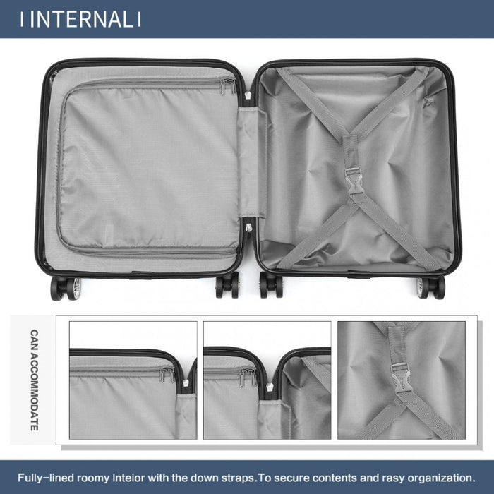 ABS Sculpted Horizontal Design Cabin Luggage – 16-Inch – Navy